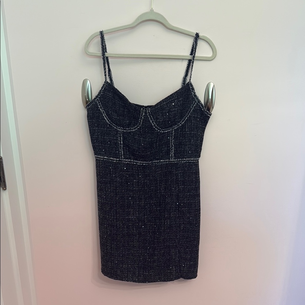 Altar'd State Black Tweed Mini Dress